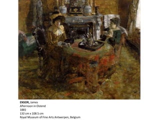 ENSOR, James
Afternoon in Ostend
1881
132 cm x 108.5 cm
Royal Museum of Fine Arts Antwerpen, Belgium
 