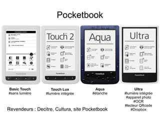 Pocketbook
Pro 912 : 9,7 pouces Inkpad : 8 pouces
 