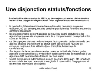 Une disjonction statuts/fonctions
    La diversification statutaire de 1992 a eu pour répercussion un cloisonnement
    ex...