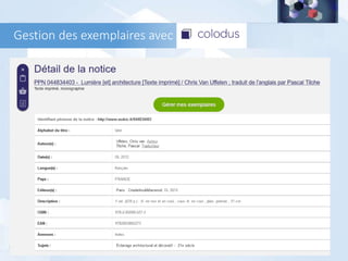 Gestion des exemplaires avec
 