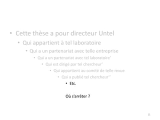 Qui est dirigé par tel chercheur’Qui appartient au comité de telle revue9
