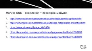 Перевірка роботи McAfee ENS. MVISION Insights SUNBURST.