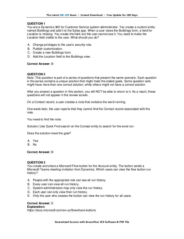 MB-200 Latest Exam Materials