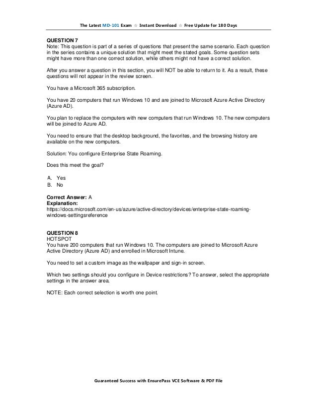 MD-101 Test Review