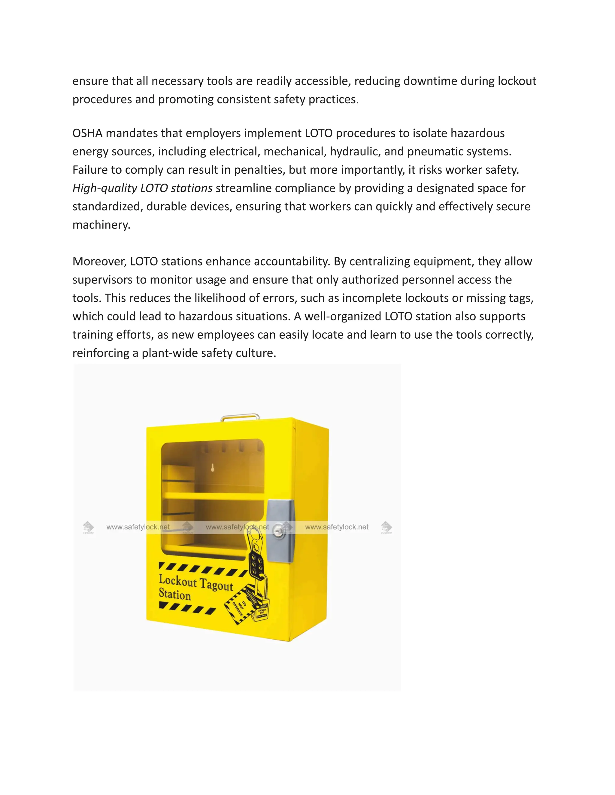 Ensure Workplace Safety with High-Quality LOTO Stations in Plants | PDF