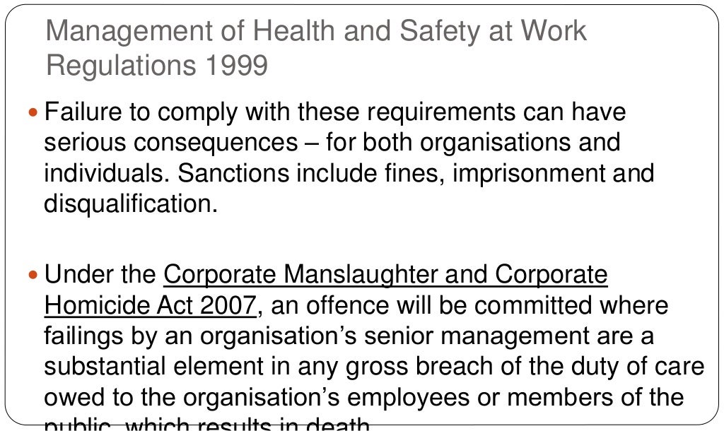 Ensuring health and safety standard in the workplace