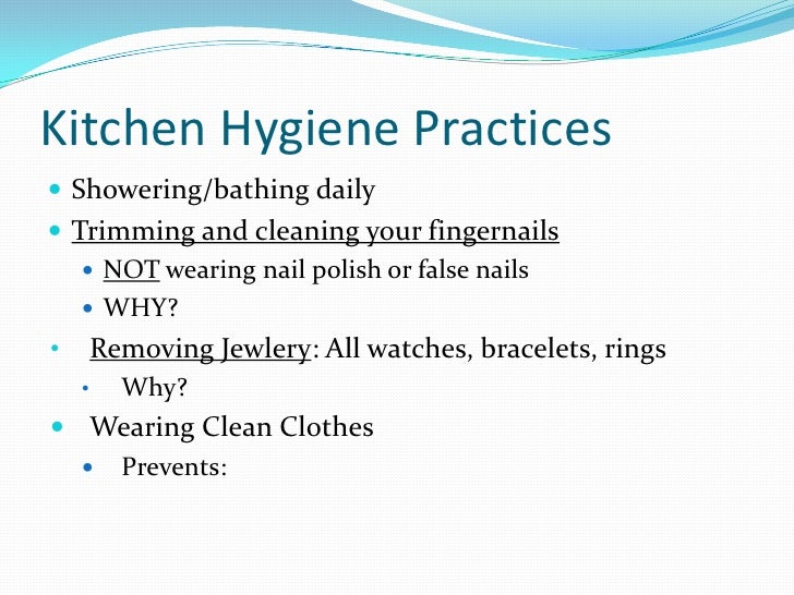 ensuring personal hygiene personal hygiene in the kitchen