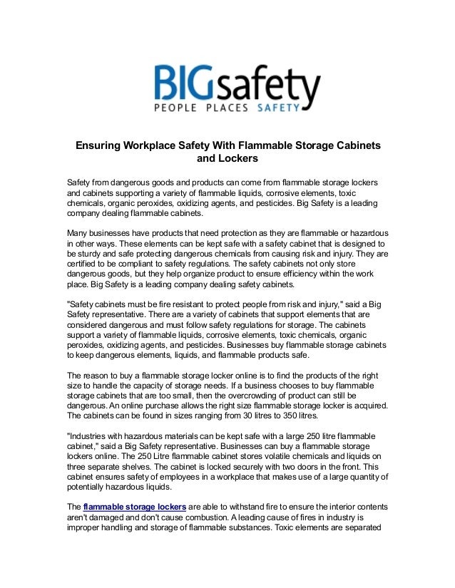 Ensuring Workplace Safety With Flammable Storage Cabinets And