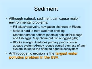 Sediment Pollution Rivers Ens water pollution power point teacher copy period 10 env sci | PPT