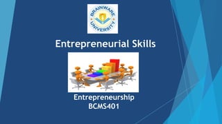 Entrepreneurial Skills
Entrepreneurship
BCMS401
 