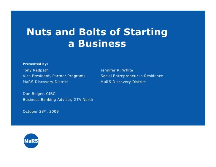Basic Nuts and Bolts of Building a Business