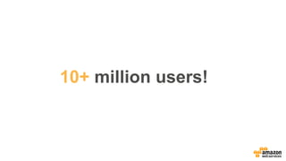 User >10 million
• More fine-tuning of your application
• More SOA of features/functionality
• Going from Multi-AZ to mult...
