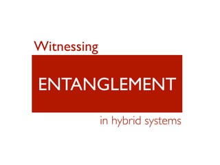 ENTANGLEMENT
Witnessing
in hybrid systems
 