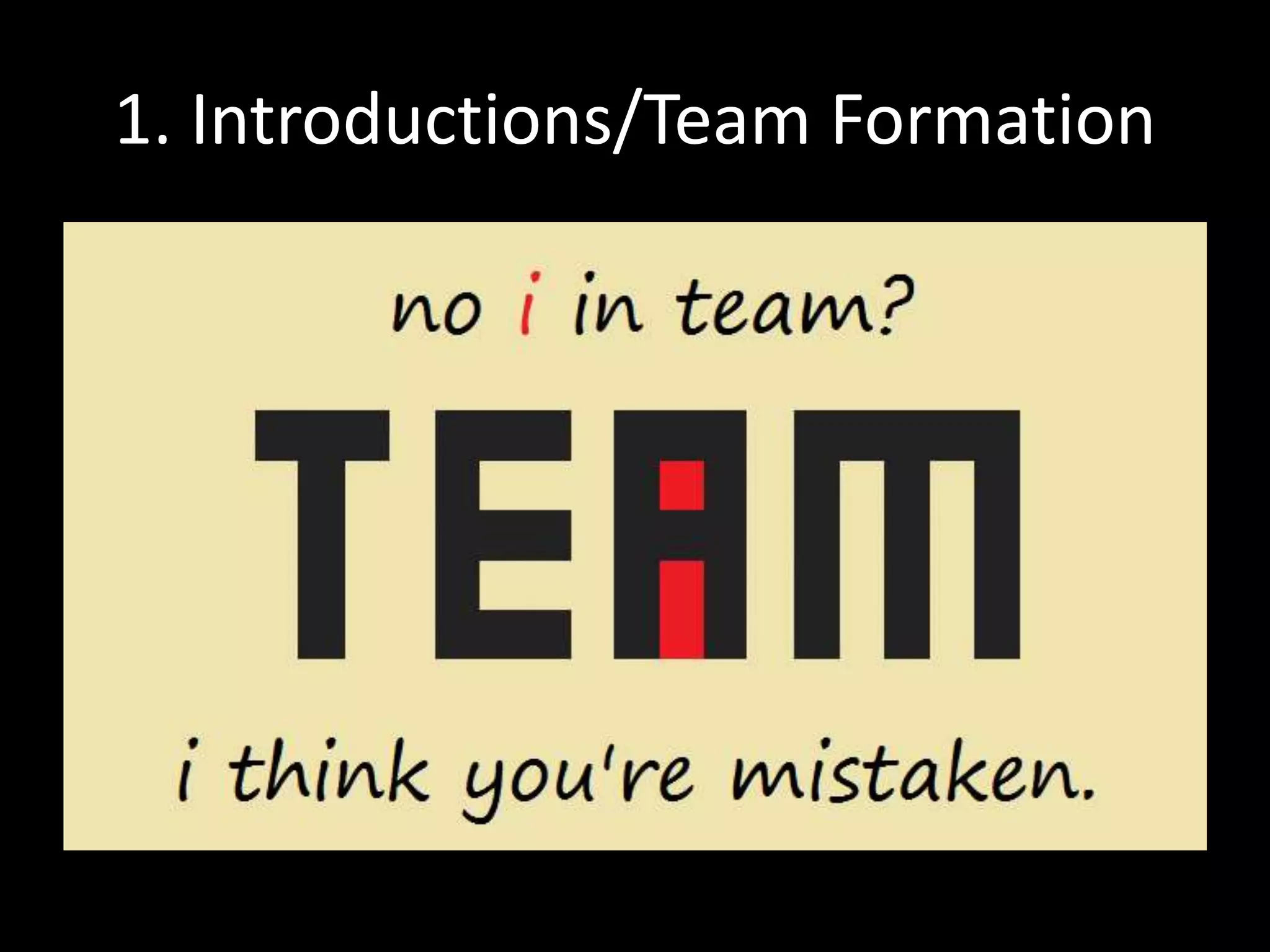 1. Introductions/Team Formation
 