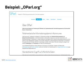 Beispiel: „OParl.org“
Quelle:	
  h(p://www.oparl.org	
  	
  	
  	
  
 