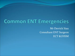 Mr Derrick Siau
Consultant ENT Surgeon
ECT &UHSM
 