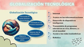 Internet
Avance en las telecomunicaciones
Desarrollo de dispositivos
inteligentes
Transmisión de programas
televisivos en vivo, directo y a
nivel mundial
Acceso a las redes inalámbricas
Robótica
 