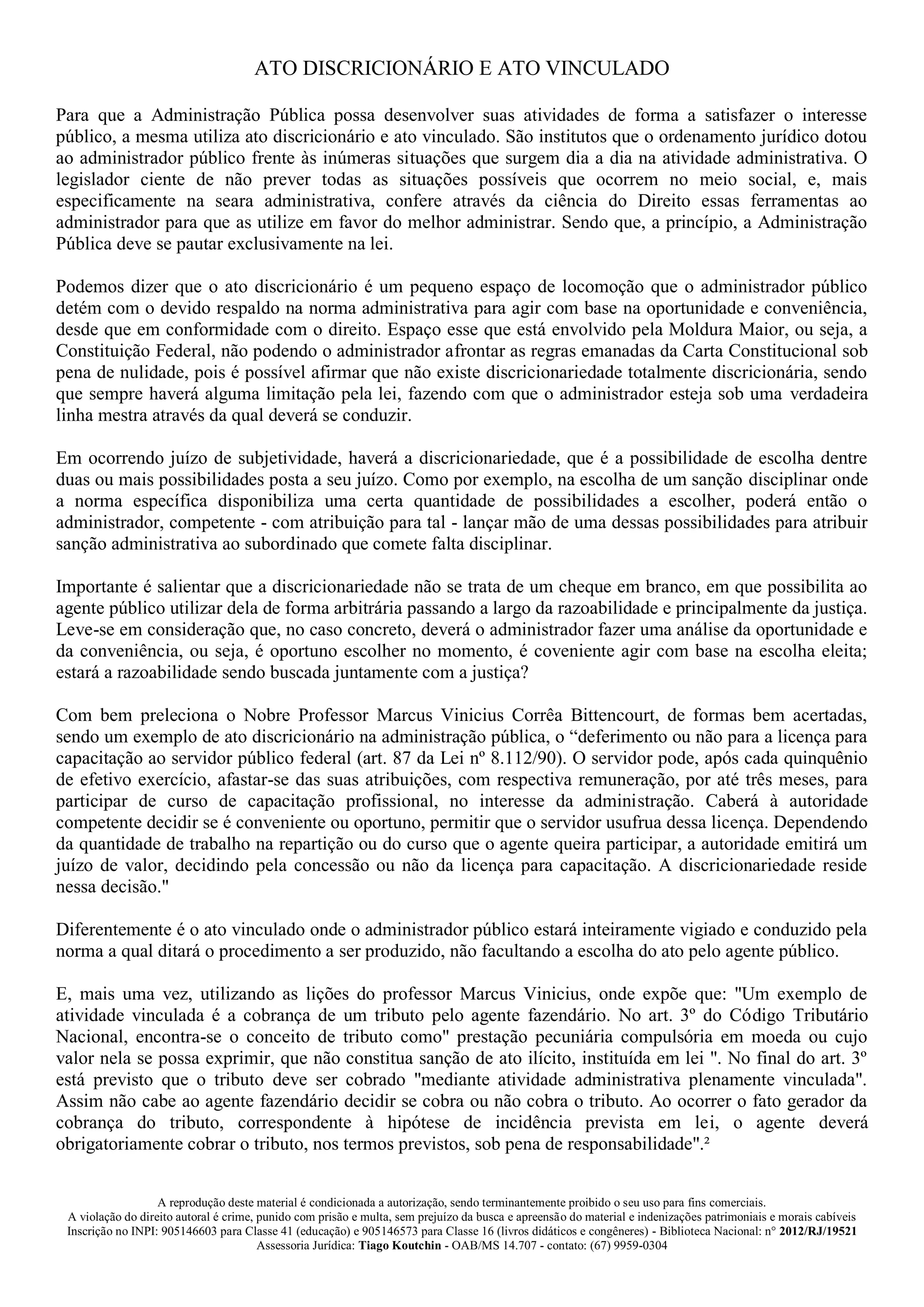 Entendeu Direito Ou Quer Que Desenhe Ato Discricionário E Ato Vinculado