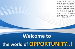 Welcome to
the world of OPPORTUNITY..!OPPORTUNITY..!
 
