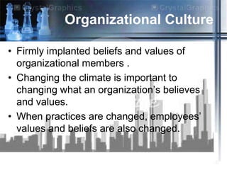 MODELS AND METHODS OF TOTAL
           ORGANIZATIONAL CHANGE (TOC)


• Designed to affect multiple policies,
  practices, ...
