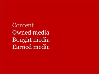 Content Owned media  Bought media Earned media  
