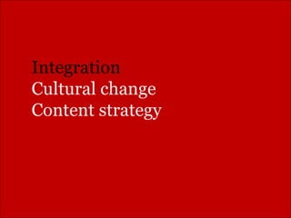 Integration Cultural change Content strategy  
