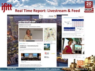Real Time Report: Livestream & Feed




Jan 23, 2013        ENTER 2013 KEYNOTE | GÜNTER EXEL   Slide Number 23
 
