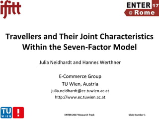 ENTER 2017 Research Track Slide Number 1
Travellers and Their Joint Characteristics
Within the Seven-Factor Model
Julia Neidhardt and Hannes Werthner
E-Commerce Group
TU Wien, Austria
julia.neidhardt@ec.tuwien.ac.at
http://www.ec.tuwien.ac.at
 