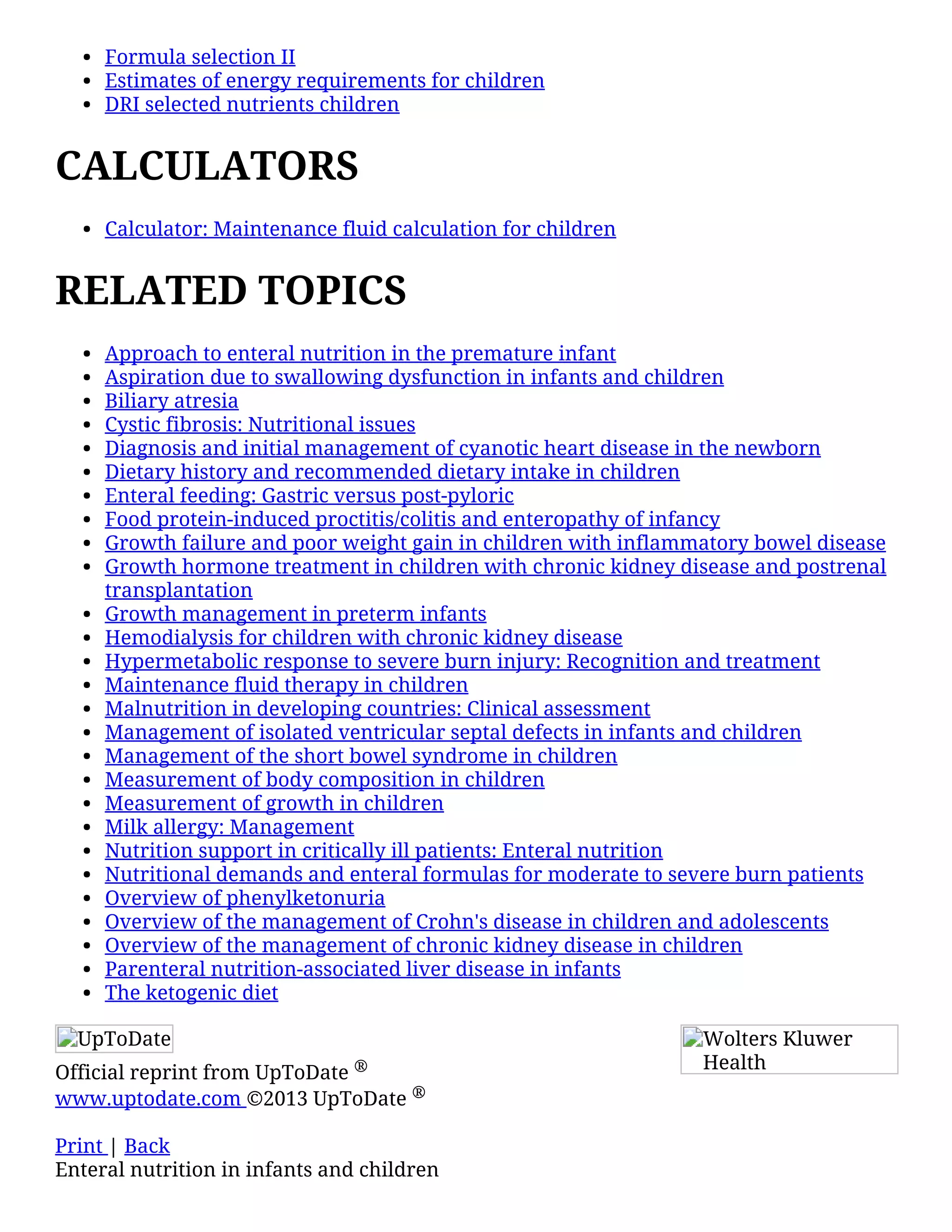 Enteral nutrition in infants and children | PDF