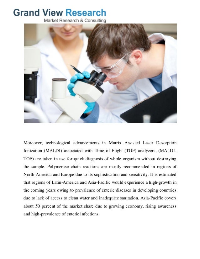 globlal enteric disease testing industry swot Rising prevalence of diseases such as cancer, cystic fibrosis, alzheimer’s and other genetic diseases will drive global genetic testing industry increasing adoption of genetic testing for early detection of diseases and identification of genetic mutation prior to its manifestation will further augment industry growth over the forecast period. globlal enteric disease testing industry swot Rising prevalence of diseases such as cancer, cystic fibrosis, alzheimer’s and other genetic diseases will drive global genetic testing industry increasing adoption of genetic testing for early detection of diseases and identification of genetic mutation prior to its manifestation will further augment industry growth over the forecast period.