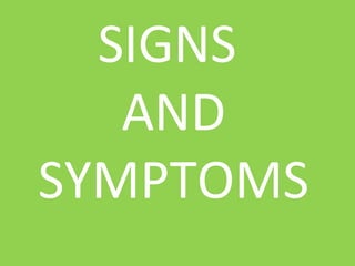SIGNS 
AND 
SYMPTOMS
 