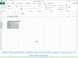 Entering Data - Excel 2013 Tutorial | PDF