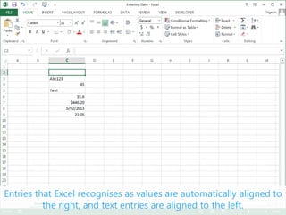 Entering Data - Excel 2013 Tutorial | PDF