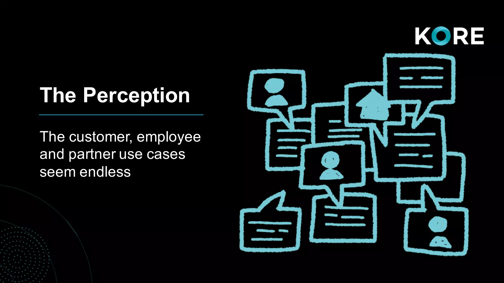 The Perception
The customer, employee
and partner use cases
seem endless
 