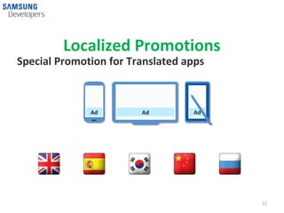 Localized Promotions
Special Promotion for Translated apps



              Ad        Ad        Ad




                                        21
 