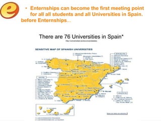 • Enternships can become the first meeting point
    for all all students and all Universities in Spain.
before Enternships...
 