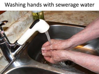Washing hands with sewerage water
 