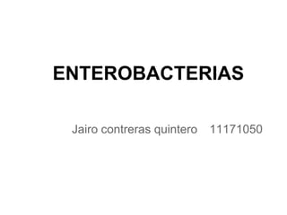 ENTEROBACTERIAS
Jairo contreras quintero 11171050
 