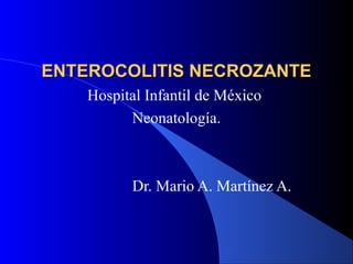 ENTEROCOLITIS NECROZANTEENTEROCOLITIS NECROZANTE
Hospital Infantil de México
Neonatología.
Dr. Mario A. Martínez A.
 