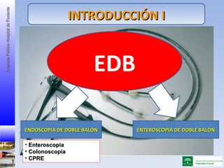 INTRODUCCIÓN I EDB ENDOSCOPIA DE DOBLE BALÓN ENTEROSCOPIA DE DOBLE BALÓN <ul><li>Enteroscopia </li></ul><ul><li>Colonoscop...