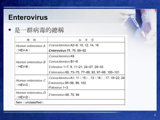 Enterovirus 是一群病毒的總稱 