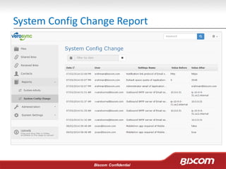 Biscom Confidential
System Config Change Report
 