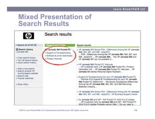 Mixed Presentation of
Search Results




©2010 Louis Rosenfeld LLC (www.louisrosenfeld.com). All rights reserved.   159
 