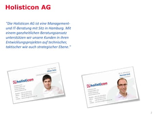 Holisticon AG

"Die Holisticon AG ist eine Management-
und IT-Beratung mit Sitz in Hamburg. Mit
einem ganzheitlichen Berat...