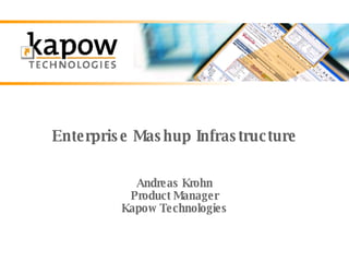 Enterprise Mashup Infrastructure Andreas Krohn Product Manager Kapow Technologies 