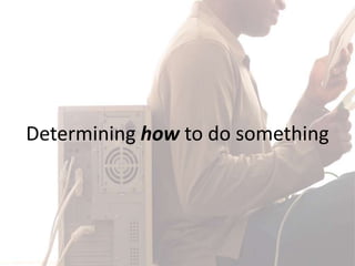 Determining how to do something
 