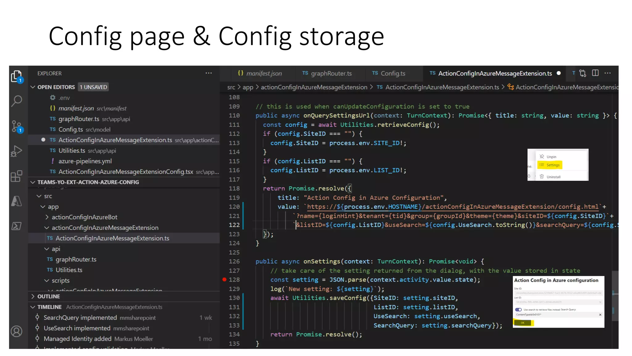 Config page & Config storage
 