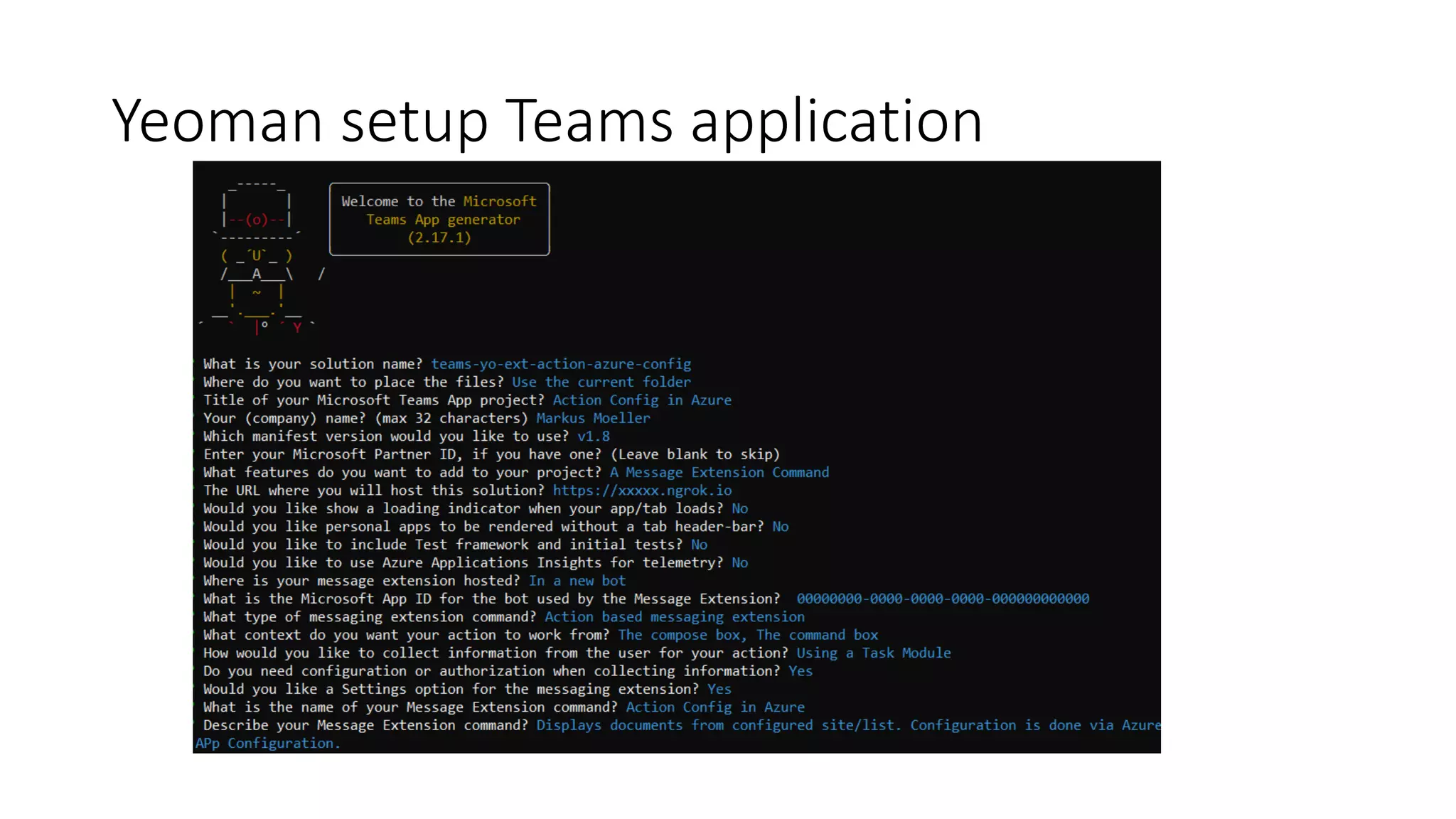Yeoman setup Teams application
 