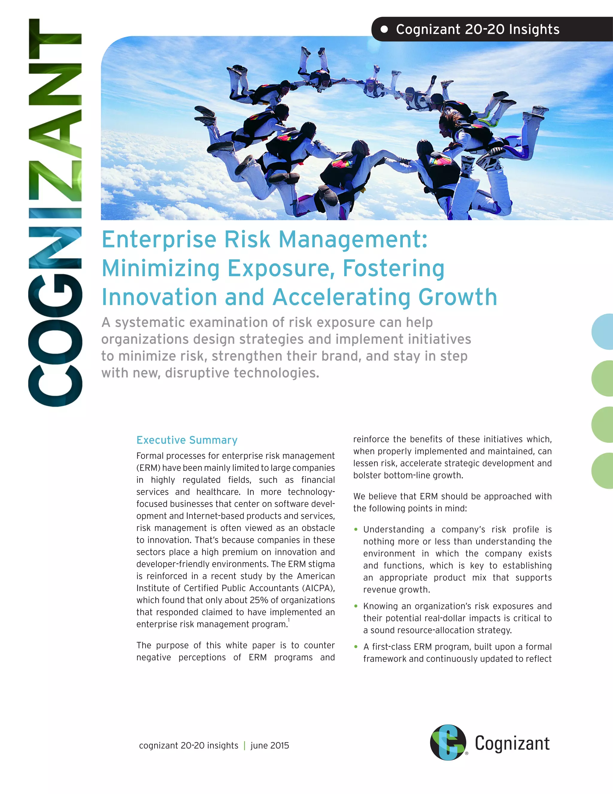 Enterprise Risk Management: Minimizing Exposure, Fostering Innovation ...