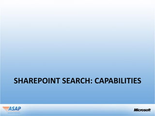 SHAREPOINT SEARCH: CAPABILITIES
 
